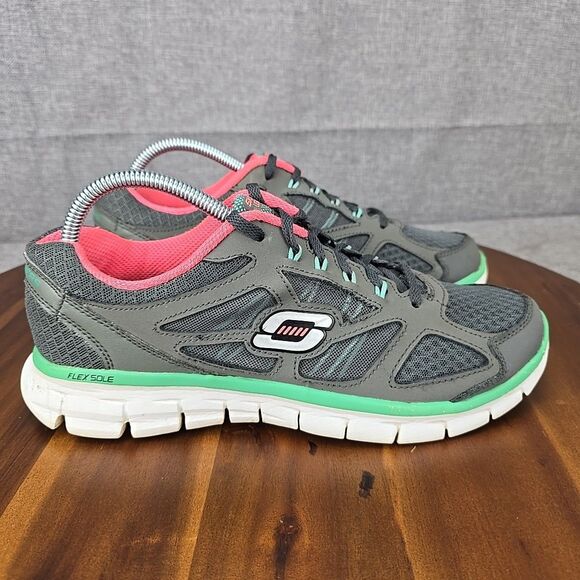 Skechers Flex Sole Lightweight Memory Foam Gray Green Womens Size 10 - SN# 12098 - Picture 1 of 13